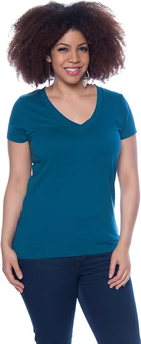 Vista 8 de Zenana remera básica, cuello en V, paquete de 4 prendas para mujer, L