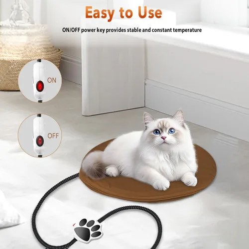 Vista 5 de Almohadilla térmica eléctrica para mascotas con interruptor de encendido/apagado, cable resistente a los mordiscos y funda lavable a máquina