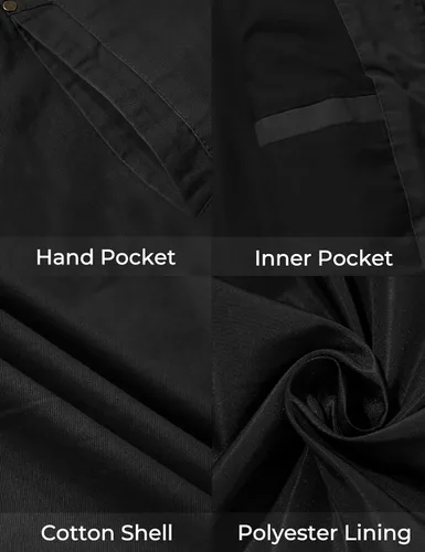 Vista 6 de WenVen Chaqueta militar de algodón casual de lona para hombre, ligera, con cremallera