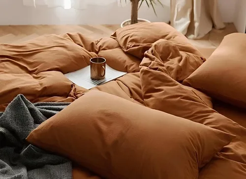 Vista 3 de INDACORIFY Cotton Duvet Cover in Cinnamon Boho Bedding 100% Cotton Washed Duvet Cover Queen Size Cinnamon Bedding Cover Custom Size Comorter Cover