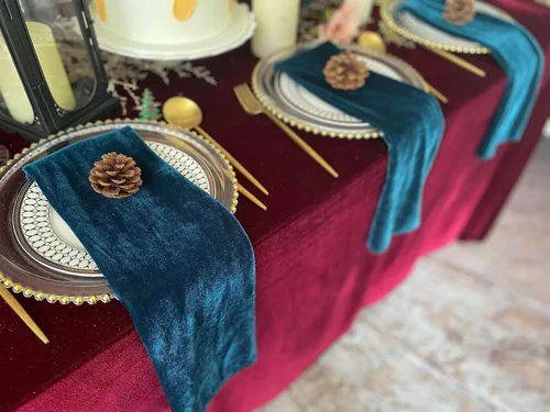 Vista 9 de Servilletas de terciopelo, 20 x 20 pulgadas, servilletas de cena suaves, servilletas de boda, servilletas de mesa adecuadas para bodas, fiestas