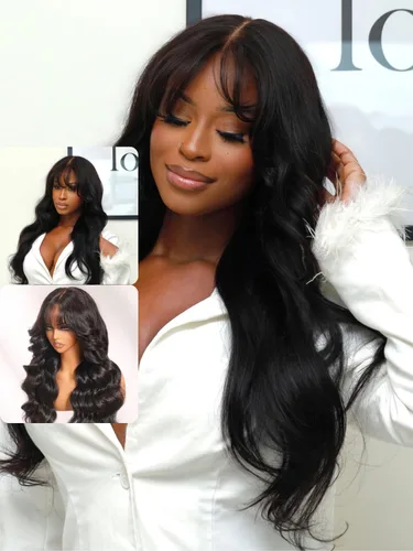 Vista 24 de Nadula Pre Everything Body Wave 13x4 Peluca de encaje frontal con cabello humano, onda corporal, con cordón elástico, sin pegamento, pre-arrancada