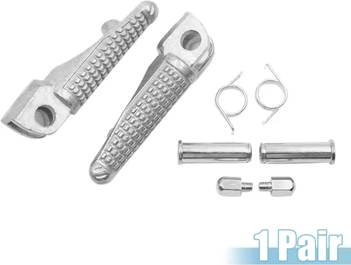 Vista 6 de uxcell 1 par de aleación de aluminio de 0.472 in reposapiés de motocicleta reposapiés reposapiés Peg Bike Bicicleta Ciclismo tono plateado