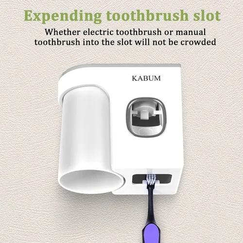 Vista 6 de KABUM Portacepillos de dientes para baños, dispensador de pasta de dientes