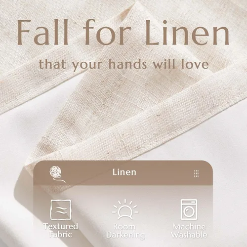 Vista 5 de jinchan - Cortinas de lino forradas de 84 pulgadas con ojales, 2 paneles Forro beige
