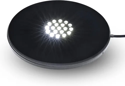 Vista 10 de Soporte de 19 LED que cambia de color, pedestal de exhibición iluminado circular para arte de cristal 3D, base de luz con enchufe AC/USB, soporte