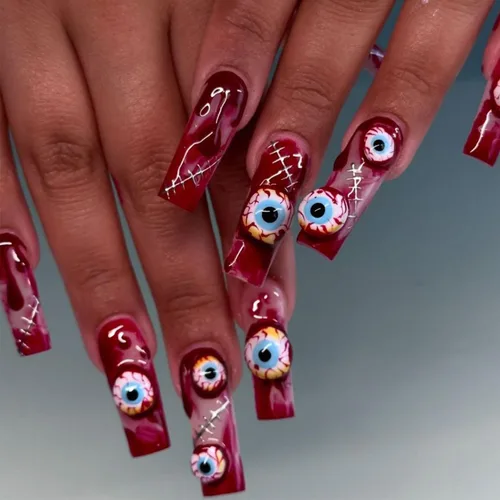 Vista 6 de RIICFDD - Uñas largas a presión con forma de almendra, punta de uñas con lazo grande, color rosa nude, con dijes de lazo negro, uñas postizas