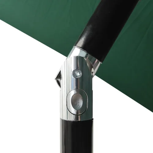 Vista 7 de vidaXL Sombrilla de jardín para patio con luces LED alimentadas por energía solar y poste de acero, sombrilla rectangular con protección UV, verde