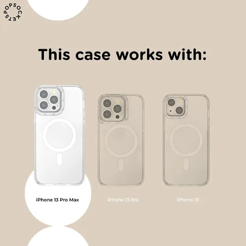 Vista 6 de PopSockets Funda para iPhone 13 Pro Max con agarre y deslizamiento para teléfono, compatible con carga inalámbrica, color negro