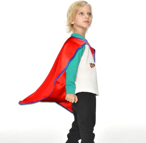 Vista 5 de DQZ Capas y máscaras de superhéroes para niños y niñas disfraces de Navidad de superhéroes como recuerdos de fiesta paquete de 16 rojo