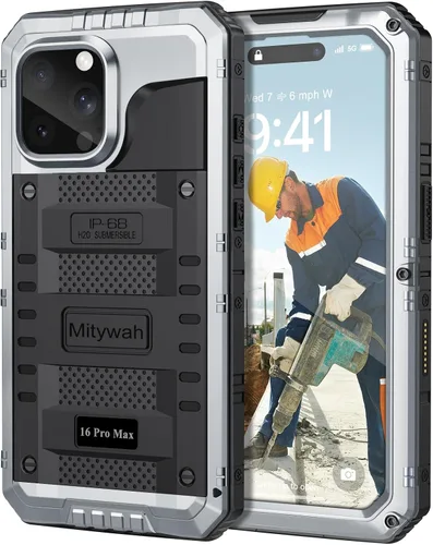 Vista 44 de Mitywah Funda impermeable para iPhone 7/iPhone 8 / iPhone SE 2020, funda de metal resistente de grado militar, protección de cuerpo completo