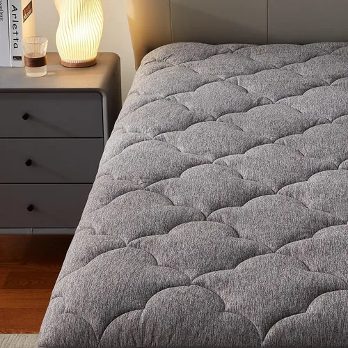 Vista 7 de SLEEP ZONE Jersey - Protector de colchón tamaño individual, ultra suave, transpirable, color gris
