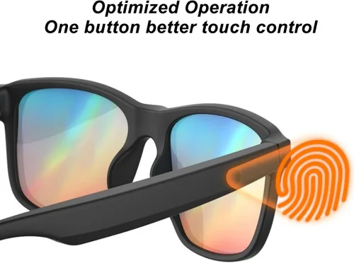 Vista 2 de Gafas inteligentes, gafas de sol Bluetooth con oído abierto audio manos libres llamada magnética carga para actividades al aire libre ligero