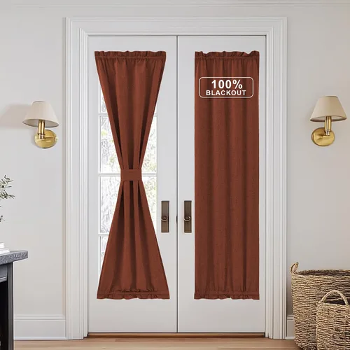 Vista 15 de NICETOWN Cortinas de Lino para Puerta Lateral - Cortinas Opacas con Aislamiento Térmico para Puerta Delantera Francesa para Sombra Pequeña