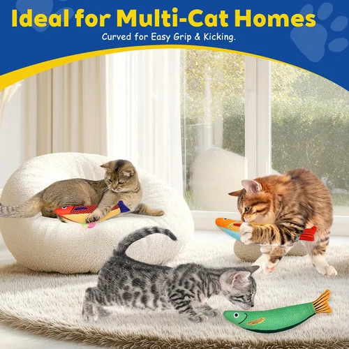 Vista 6 de Juguetes para gatos, paquete de 3 juguetes de hierba gatera para gatos, suaves y duraderos con sonido de sonajero, juguetes interactivos para gatos