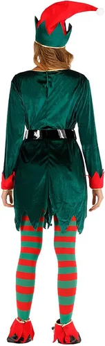 Vista 3 de FantastCostumes Disfraz de elfo navideño de lujo para mujer
