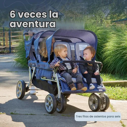 Vista 2 de Gaggle Jamboree - Cochecito plegable para niños de 6 asientos, color negro