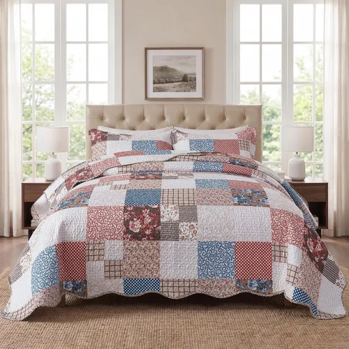 Vista 46 de HoneiLife - Juego de cama de dos piezas, tamaño individual, de microfibra, reversible, de retazos, estilo floral, todas las estaciones