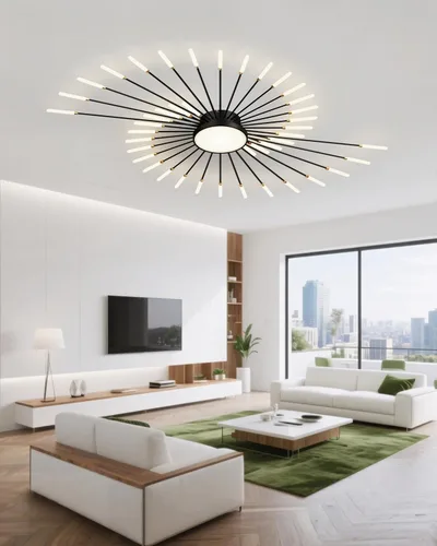 Vista 8 de Luz de Techo LED Moderna, Lámparas de Techo con Forma de Flor, Luces de Techo Empotradas, Candelabro de Montaje al Ras, Lámparas de Techo de Metal