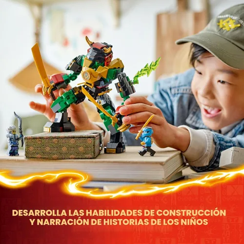 Vista 5 de LEGO NINJAGO 71817 - Juego de batalla personalizable con Mech de Poder Elemental de Lloyd con 3 figuras de acción Ninja, juego de aventuras