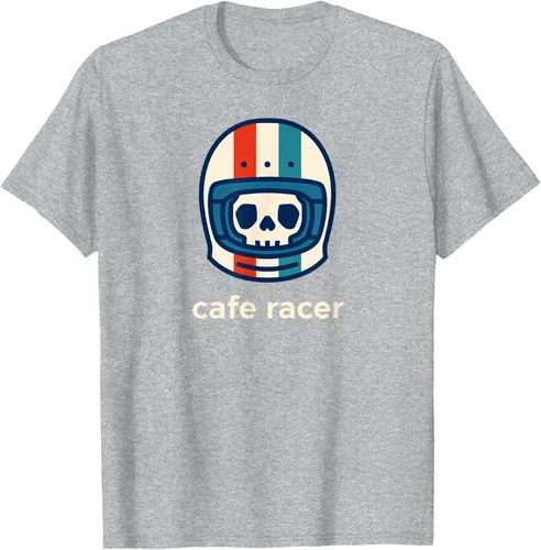 Vista 41 de Cafe Racer Moda Simple Casco Diseño Motocicleta Camiseta Negro