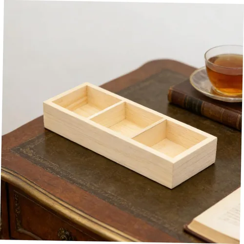 Vista 7 de 3 Compartment Wooden Tea Bag Organizer Holder for Countertop Storage