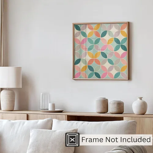 Vista 4 de Ethan Taylor Abstract Wall Art Prints Unframed Square Posters 'Retro 70s Hippie Pattern I' Retro Home Décor for Living Room, Bedroom, Office, 10 in