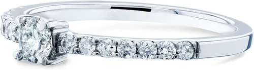 Vista 3 de Kobelli Anillo de diamante pequeño bajo en oro blanco de 14 quilates