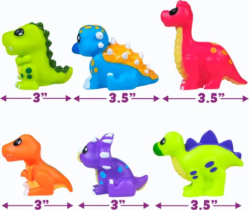 Vista 8 de Tub Works® Juguetes de baño de dinosaurio sin moho, paquete de 6 Diseño de juguetes de baño sellados sin agujeros que mantiene la humedad fuera