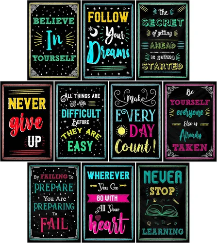 Vista 8 de L&O Goods - Paquete de 10 pósteres motivacionales de 11 x 17 pulgadas, afirmaciones positivas para aula, oficina u hogar, impresiones inspiradoras