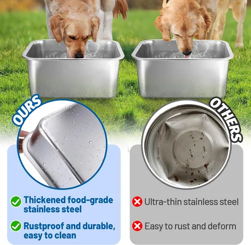 Vista 2 de MEWTOGO 2 cuencos extra grandes de acero inoxidable de grado alimenticio