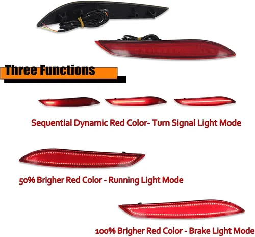 Vista 4 de ADIIL Luces de freno traseras de lente roja secuencial LED secuencial para Chevrolet Cruze 2016-2019, reemplaza la luz del reflector del parachoques