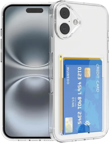 Vista 16 de 【Actualización】 Funda tipo cartera transparente para iPhone 13, antiamarilleo, delgada, parachoques de TPU + funda trasera de policarbonato con 2