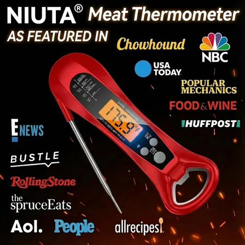 Vista 7 de Therm Pro® Chef - Termómetro digital para carne, lectura instantánea de 1 segundo, certificado NIST® con precisión de ± 0.5 ℉, pantalla LED ultra