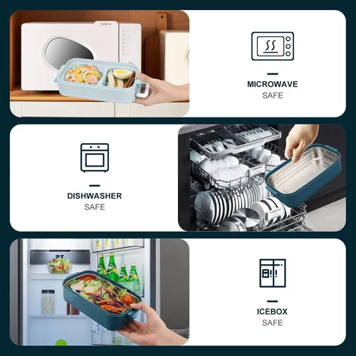 Vista 5 de Kit de lonchera Bento para adultos, lonchera portátil para adultos, caja Bento para adultos con bolsa de almuerzo, contenedores de almuerzo Bento