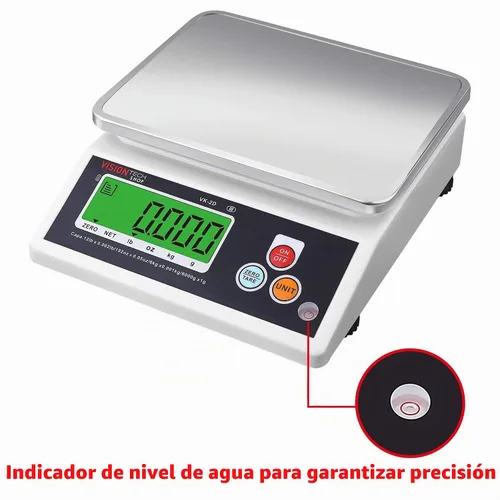Vista 3 de VisionTechShop VK-2D - Báscula de cocina de alimentos de alta calidad de 0.00 oz, conmutable en libras/oz/kg/g, báscula de alimentos con placa