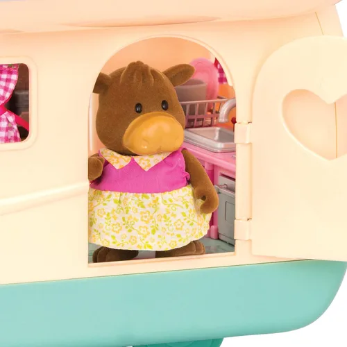 Vista 8 de Li'l Woodzee z Happy Camper Playset con auto de juguete azul desmontable