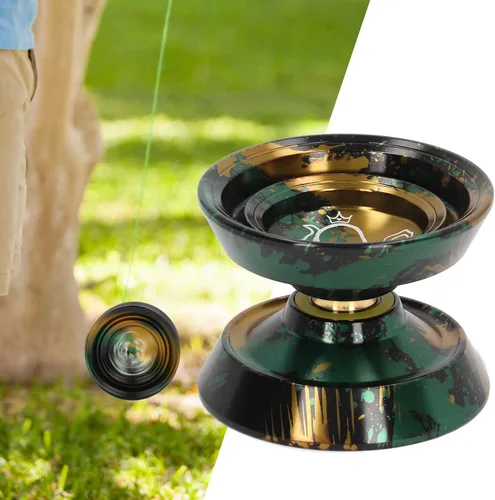 Vista 5 de YoYo - Bola de aleación de aluminio que no responde con guante, 3 cuerdas para adultos y niños (negro dorado) Yoyo Yo