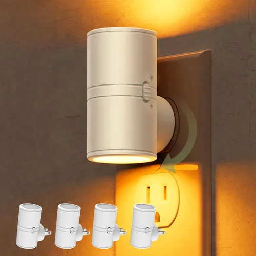 Vista 15 de L LOHAS LED Luz nocturna con sensor de movimiento, mini luces nocturnas activadas por movimiento, enchufar a la pared, luz giratoria con sensor