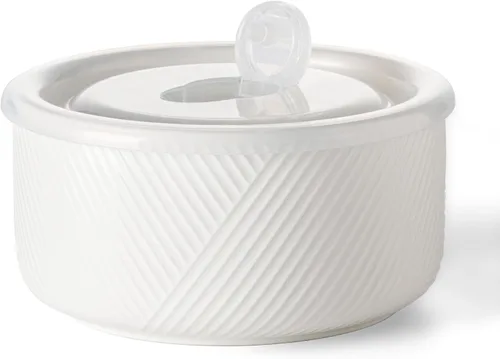 Vista 23 de Recipiente de cerámica con tapa: recipiente de almacenamiento de alimentos apto para microondas de 20 onzas para sopa, ensalada, cereales, sobras