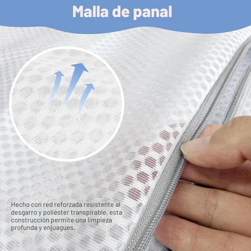 Vista 3 de Bolsas de lavandería de malla para ropa delicada, malla de nido de abeja mejorada y malla fina, extra duraderas con cremalleras resistentes