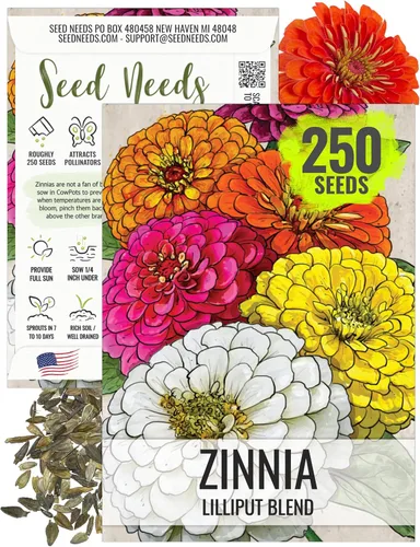Vista 24 de Seed Needs State Fair - Semillas de zinnia para plantar flores cortadas mixtas, 1 paquete 4-Mezclado