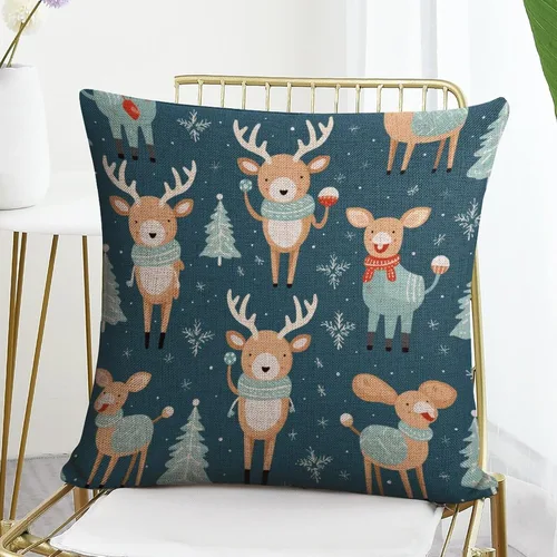 Vista 10 de Funda de almohada moderna para sofá, funda de almohada decorativa de tela de lino para exteriores, fundas de cojín de Navidad de Papá Noel