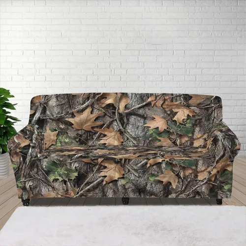 Vista 21 de ZOUTAIRONG Fundas elásticas para sofá con estampado de ramas de camuflaje 3D para sofá, funda para muebles de un solo cojín, decoración del hogar u