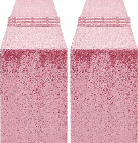 Vista 17 de Camino de mesa de lentejuelas de 72 pulgadas de largo, camino de mesa con purpurina verde para fiestas, bodas, novias, 2 piezas, verde