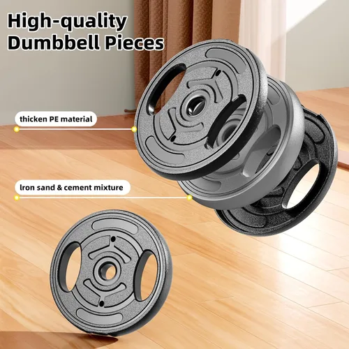 Vista 6 de Juego de mancuernas ajustables, pesas libres de 10 a 90 libras con conector – mancuernas 4 en 1, barra, pesa rusa y soporte para flexiones, juego