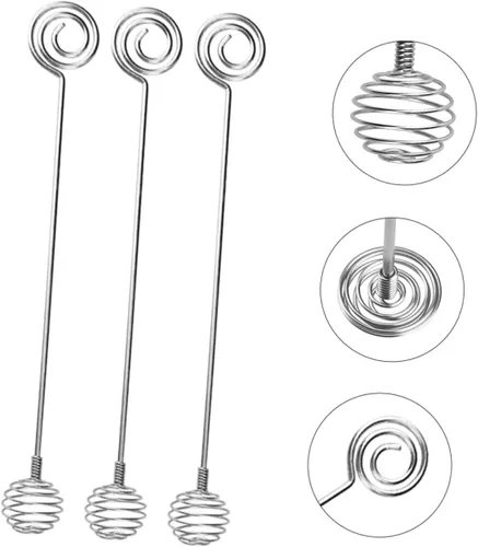 Vista 8 de Agitador de miel de acero inoxidable de grado alimenticio con asas cómodas para cócteles, cucharas de miel, palitos de agitación de mermelada, 3 uds