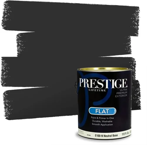 Vista 47 de PRESTIGE Pinturas Pintura Exterior e Imprimación en Uno, 1 Galón, Mate, Combinación Comparable de Sherwin Williams* Black Magic* SW6991-PCM