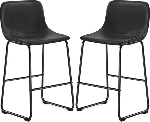 Vista 16 de TAVR Furniture Leathaire - Juego de 2 taburetes de tela con altura de mostrador, sillas de isla sin brazos, con capacidad para hasta 500 libras