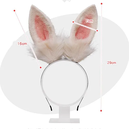 Vista 3 de Faylay Diadema artificial de conejo de peluche con diadema de conejo